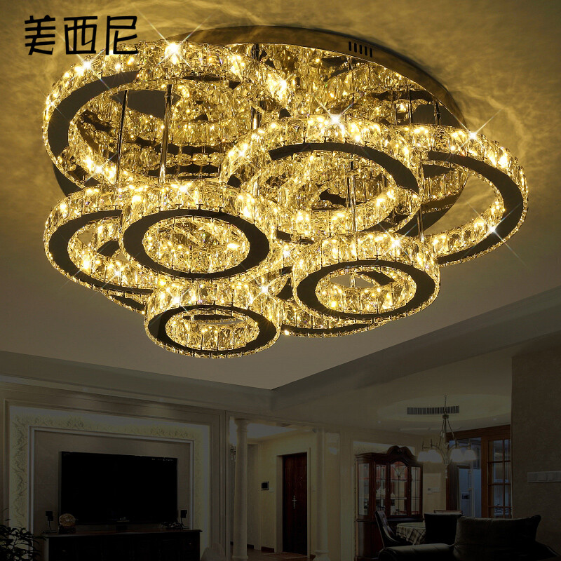 美西尼客厅灯 圆形大气创意LED水晶灯，点亮家居艺术与实用